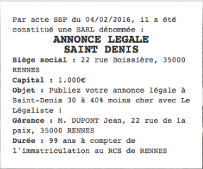 annonce legale saint denis